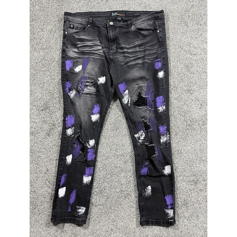 Switch Remarkable Men's Black Distressed Jeans Paint Splatter 40x32